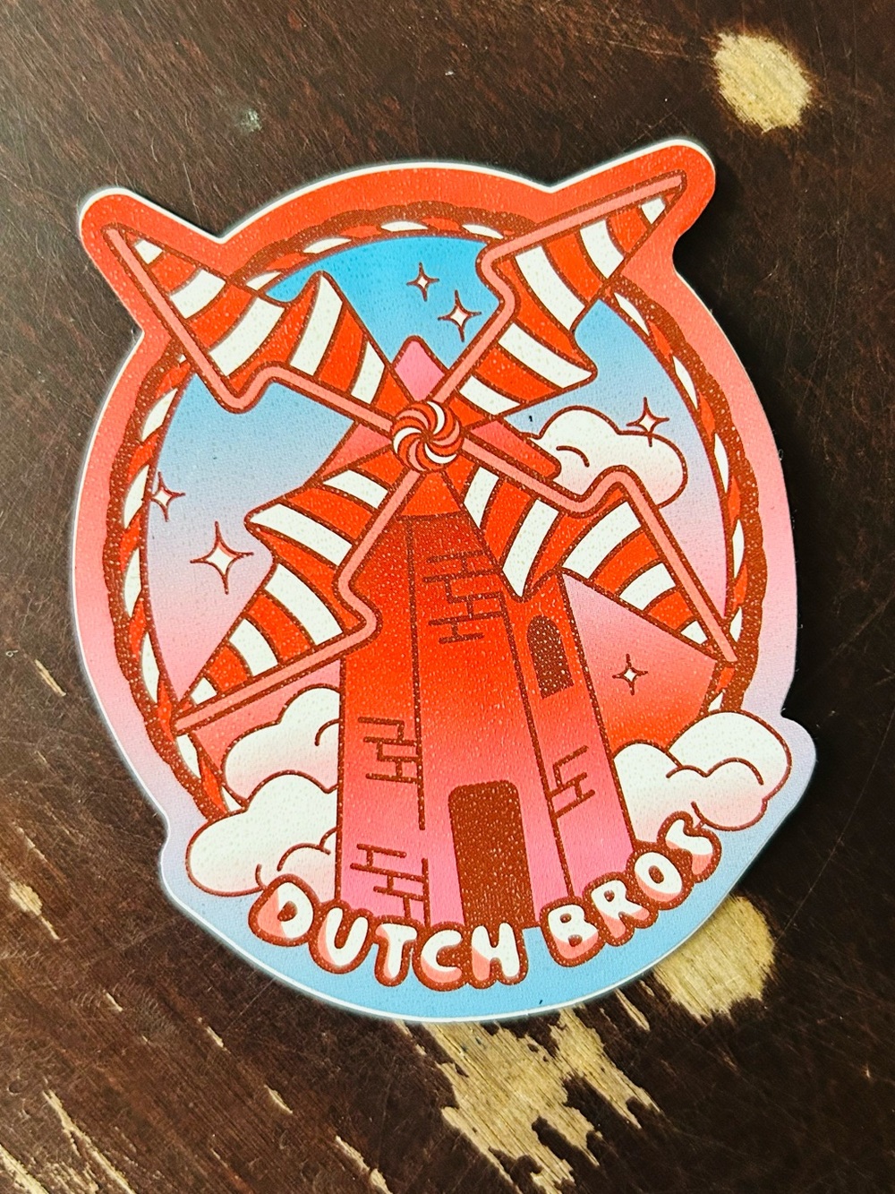 Dutch Bros peppermint scratch n sniff winter windmill sticker